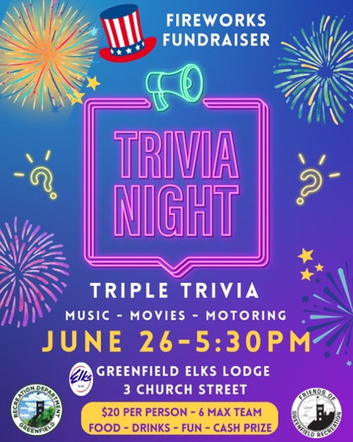 Triple Trivia Fireworks Fundraiser poster