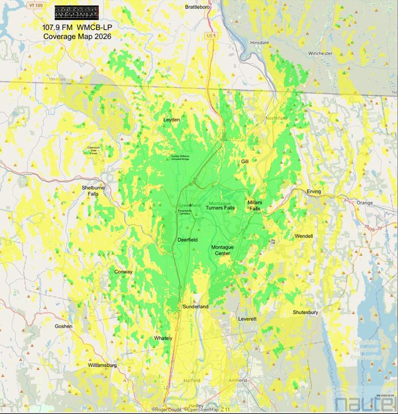 Map of WMCB broadcast area